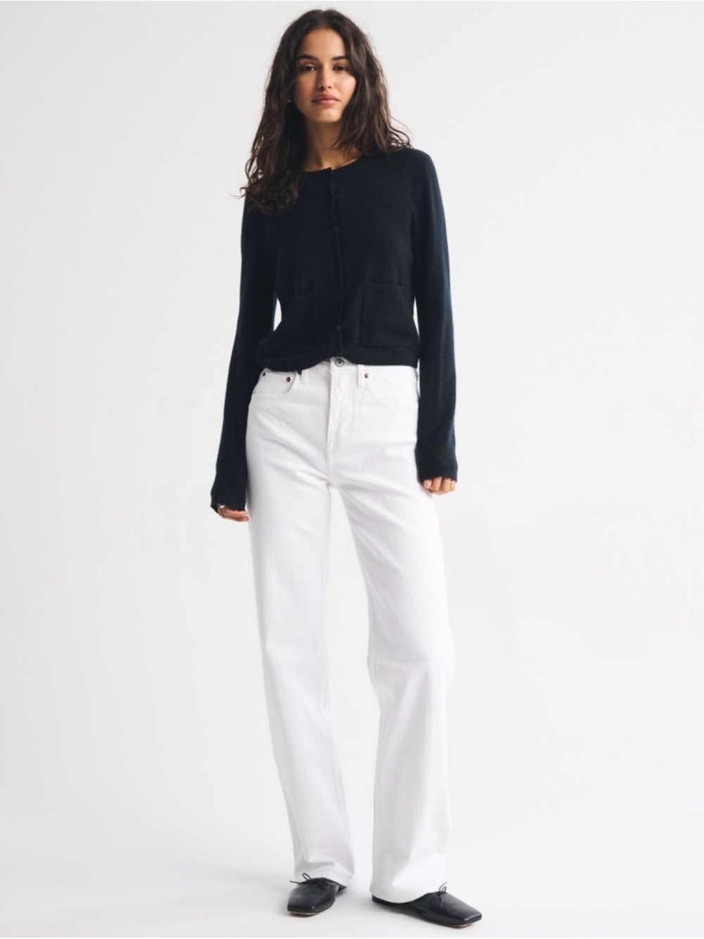 Abercrombie White The 90’s relaxed Jean high rise